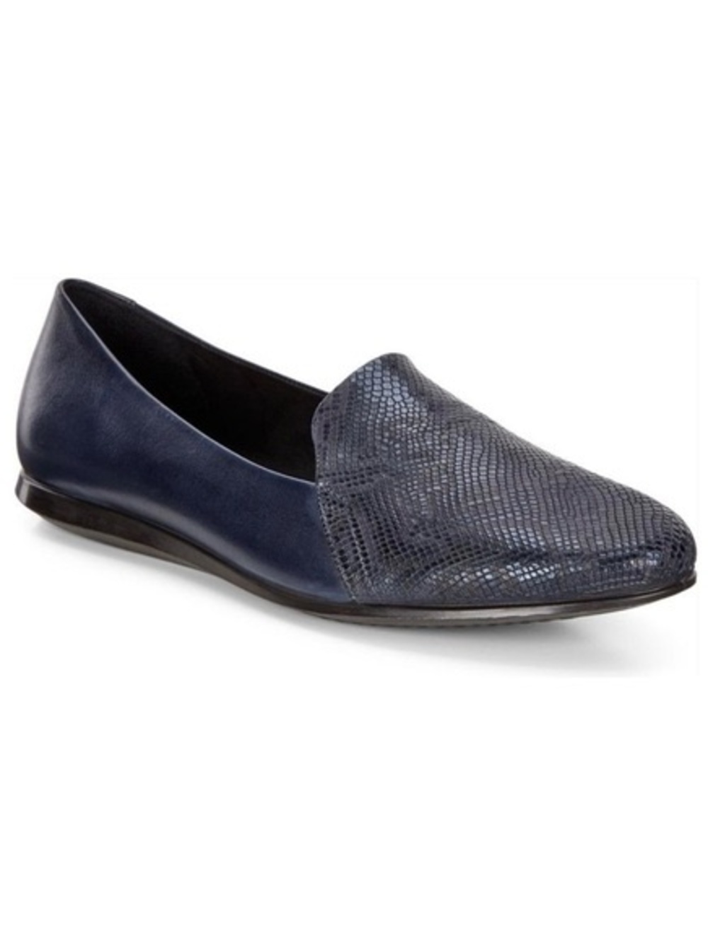 ECCO Touch Ballerina 2.0 Navy Blue Leather Snakeskin Embossed Toe Flat EU41 US10